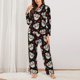 thumbnail image 2 of Fotbe PUG Conjunto de Pijama de Manga Larga para Mujer con Estampado, Ropa de Dormir de 2 Piezas, Conjunto de Casa Suave y Cómodo con Bolsillos-X-Large, 2 of 7