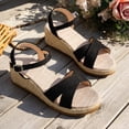 thumbnail image 5 of MKLEKYY Sandalias de Playa para Mujer, Sandalias de Cuña Con Boca de Pez de Color Liso de Tela A La Moda de Verano para Mujer, Zapatos de Temperamento para Exteriores, 5 of 5