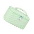 thumbnail image 4 of PU tapa abierta forma de pastel bolsa de maquillaje bolsa de almacenamiento de cosméticos bolsa de maquillaje portátil de color suave verde claro, 4 of 12