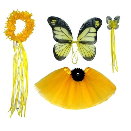 Girls Yellow Monarch Butterfly Fairy Costume