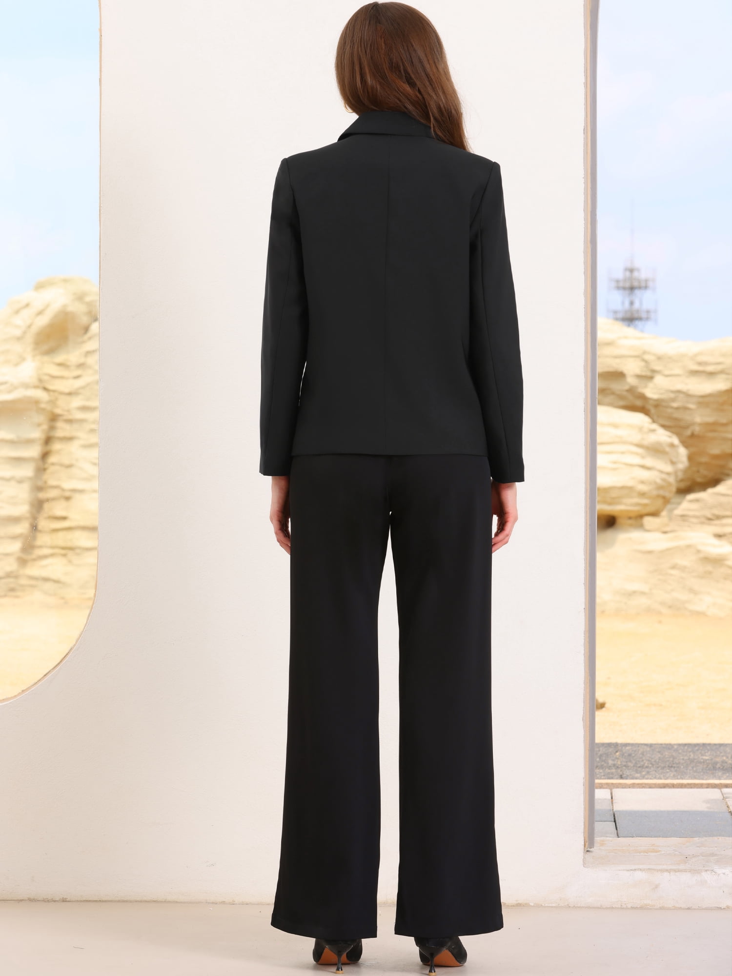 DARING DIVA Women's Double Breasted Long Sleeve Work Jacket Office Suit S Black