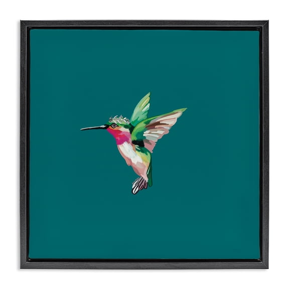 Stupell Industries Art Deco Hummingbird with Crown Black Floating Frame Canvas Art, 18 x 18, by Amelia Noyes