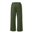 thumbnail image 5 of Domuza Mens Pants Casual Loose Hemp Drawstring Elastic Waist Trousers Lightweight Wide Leg Linen Pant with Pocket Army Green XL, 5 of 6
