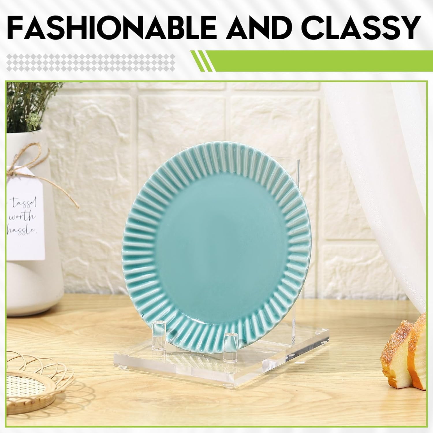 Acrylic Book Display Stand Clear Easel Plate Stand for Displaying Books, Picture, Notebooks, Platter, Photo, Artworks(4 x 6 x 6 Inch)