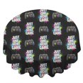 thumbnail image 2 of Game Controller Black Pattern Round Tablecloth 60"x60", Wrinkle Resistant Wipeable Table Cover for Kitchen Dining Room Picnic Patio and Party, 2 of 3