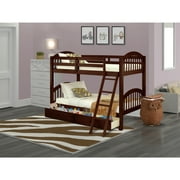 East West Furniture Verona 60" Wood Twin Bunk Bed with Under Drawer in Brown