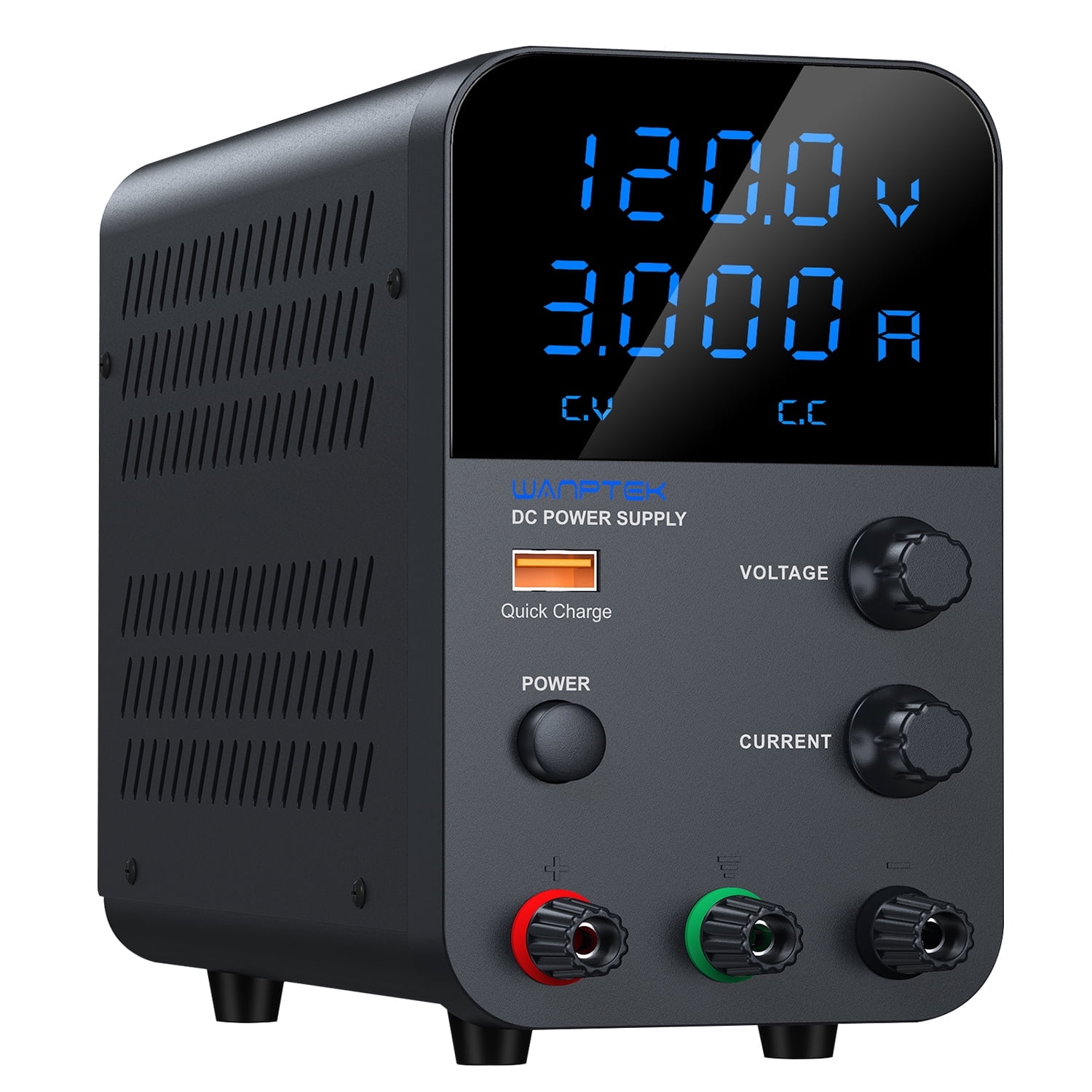 Wanptek DC Power Supply Variable 120V 3A Voltage/Current High-Precision 4-Digit LED Display Adjustable Regulated Power Supply with 18W USB Fast Charging Port for Laboratory and Electronics Repair