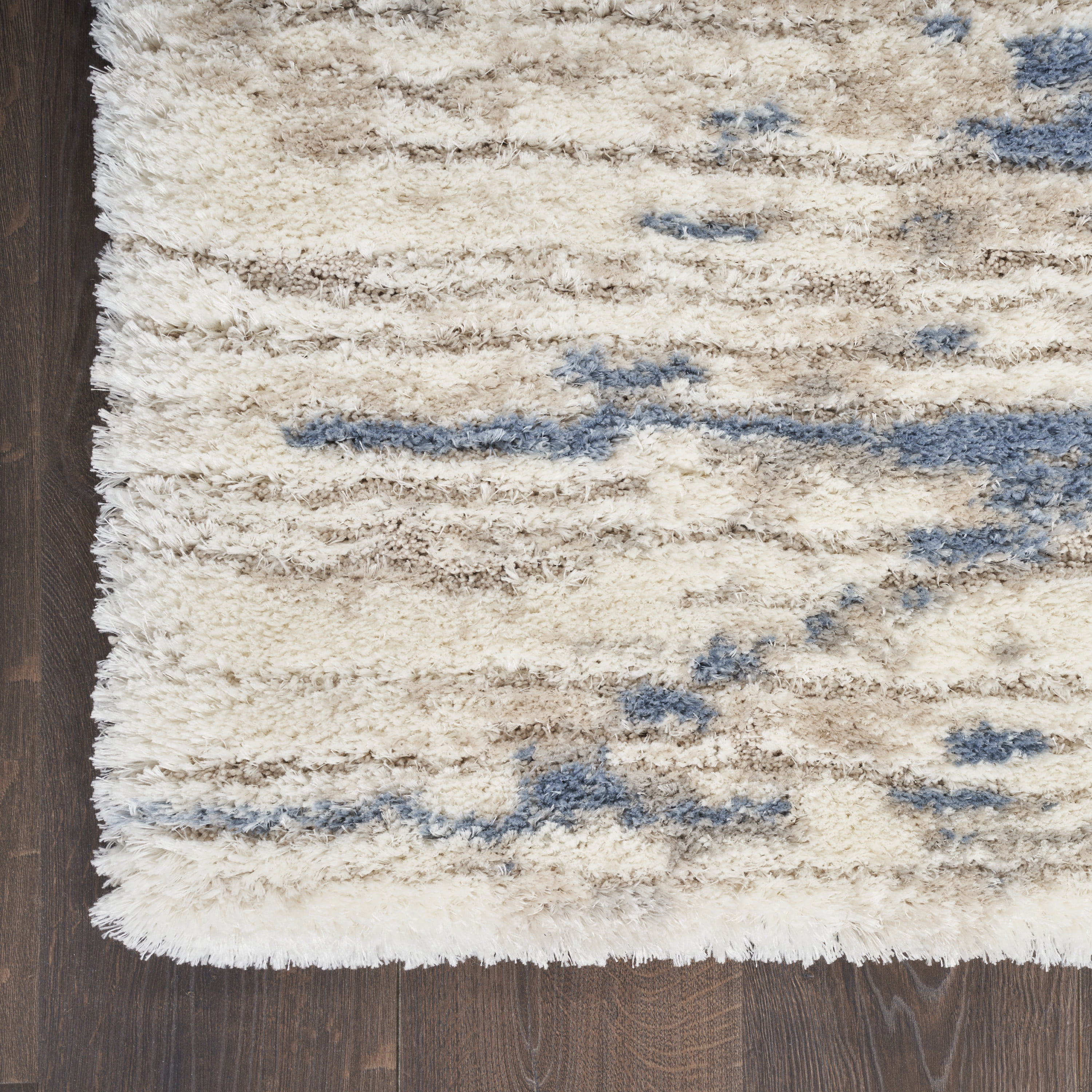 Nourison Luxurious Shag Light Blue Grey 4' x 6' Area Rug, Abstract, Plush, Bed Room, Living Room, Dining Room, Kitchen, Easy Cleaning, Non Shedding,