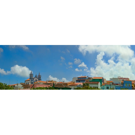Clouds over buildings in a city Praia Da Vitoria Terceira Island Azores Portugal Poster Print by Panoramic