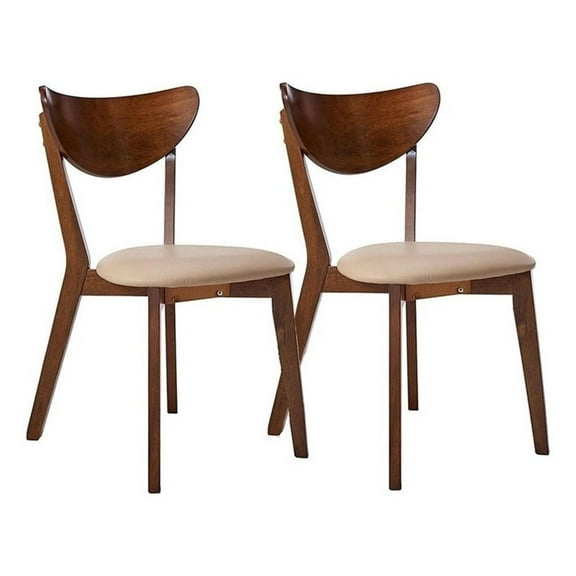 Bowery Hill 31.5"H Wood Curved Back Dining Side Chair in Chestnut (Set of 2)