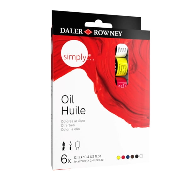 Daler-Rowney Simply Oil Paint Set, 12 ml / 0.4 fl. oz., 6 Piece