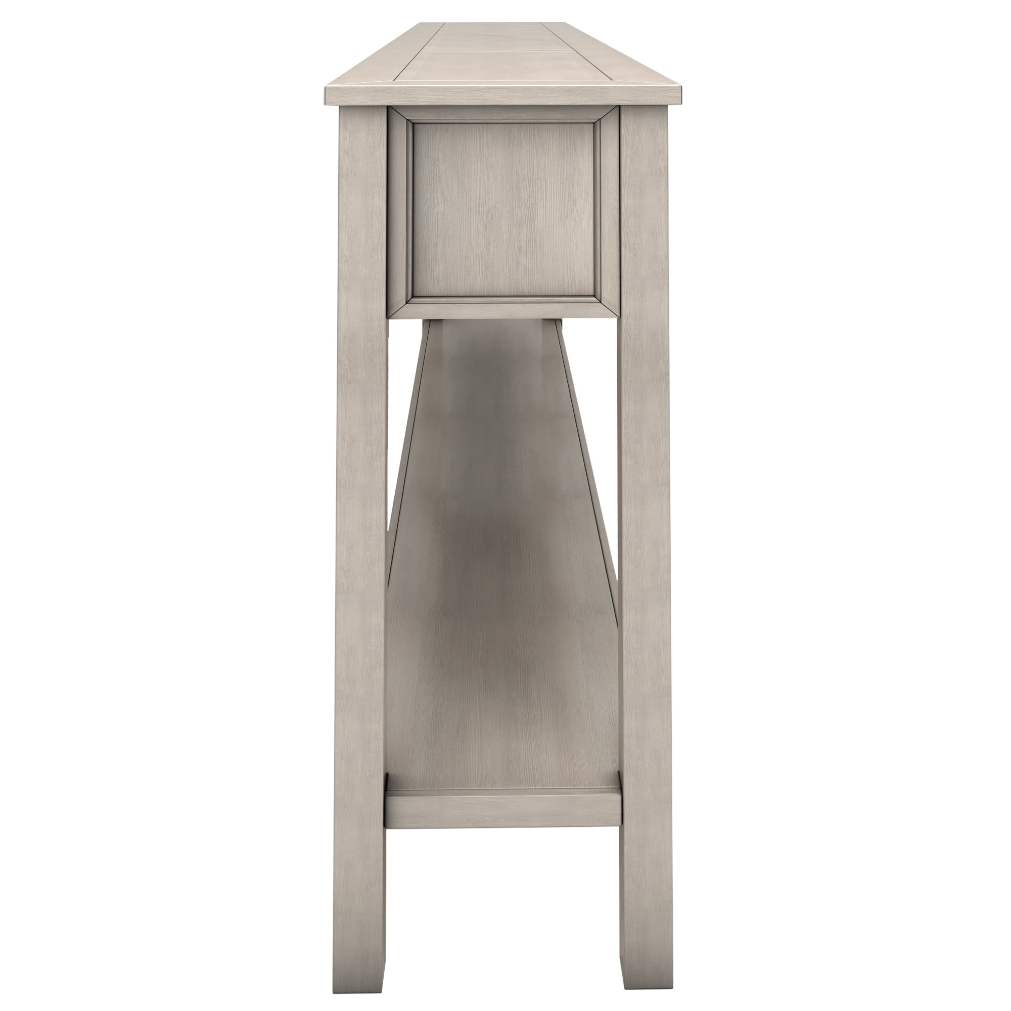 60in Entry Console Table with 4 Drawers and Bottom Open Shelf, Entryway Hallway Foyer Sofa Table, 220lbs Weight Capacity (Gray Wash)