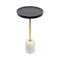 thumbnail image 4 of Kate and Laurel Shorrock Round Mango Wood Side Table, 12 x 12 x 24, Black, Gold, and White Marble, Modern Pedestal End Table with Marble Base for Bedroom Nightstand or Living Room Plant Stand, 4 of 8