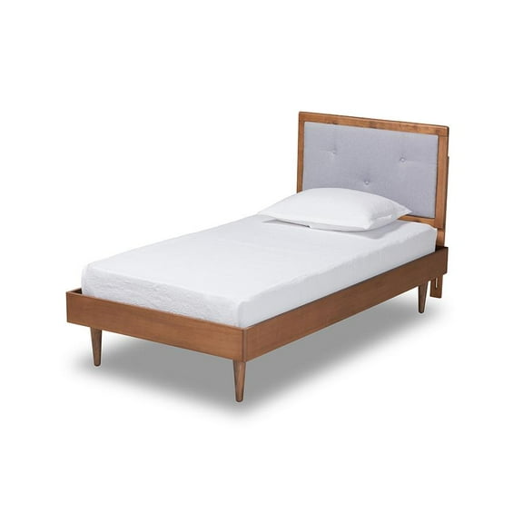 Baxton Studio Saul Light Grey and Brown Finished Wood Twin Size Platform Bed