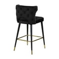 thumbnail image 3 of Maykoosh Old World Charm Contemporary Velvet Upholstered Counter Height Stool with Gold Tipped, Black Metal Legs, 22" W x 19" D x 38.5" H, Set of 2-Color:Pink, 3 of 7