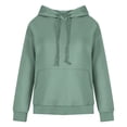 thumbnail image 6 of IROINNID Women's Long Sleeve Hoodie Mid-Length Solid Color Stylish Sweatshirt Pullover, Green, 6 of 8