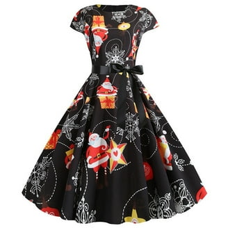 Christmas Snowflake Women's Classic Swing Skater Dress Casual Work Party  Cocktail Dresses - Walmart.com
