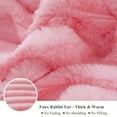 thumbnail image 5 of XeGe Set of 2 Fluffy Faux Rabbit Fur Pillowcases, Luxury Striped Plush Fuzzy Zippered Pillow Cases, Decorative Shaggy Furry Ribbed Long Pillow Shams for Bedroom Living Room 20x36, King, Pink, 5 of 7