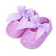 thumbnail image 2 of Baby Mary Jane Flats for Girls with Bowknot Cotton Anti Skid Sole Infant First Walker Princess Dress Crib Wedding Shoes, 2 of 8