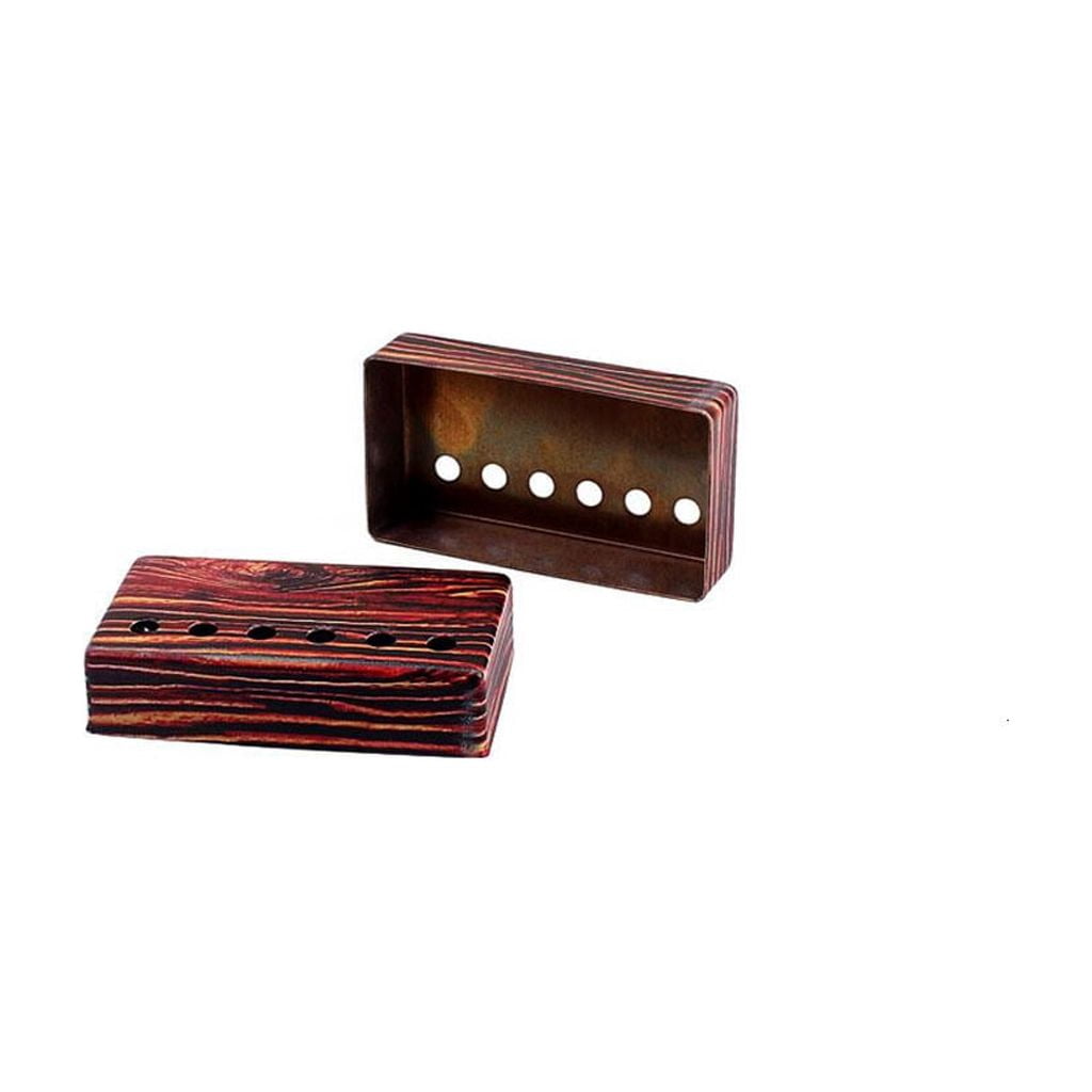 Yihuala 2Pcs/Set Colorful Red Wood Print Neck Bridge Humbucker Pickup Cover 50/52mm Rod Spacing for LP Electric Guitar Parts Accessories