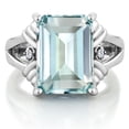 thumbnail image 2 of Gem Stone King 925 Sterling Silver Sky Blue Simulated Aquamarine and White Moissanite Engagement Ring for Women (6.67 Cttw, Gemstone March Birthstone, Emerald Cut 14X10MM, Size 5), 2 of 6