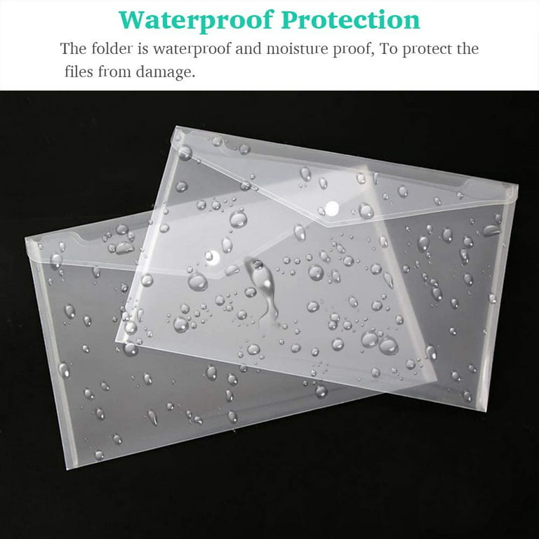 Clear Document Folders Transparent Filing Envelopes Waterproof Plastic  Envelopes File Holder Filing Document Poly Envelope with Snap Button  Closure
