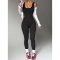 thumbnail image 2 of Women's Seamless Bodycon Workout Jumpsuit, Built-in Bra U Neck Stretch Yoga Sports Outfit Black S, 2 of 6