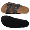 thumbnail image 6 of Pennysue Women's Cork Footbed Slide Sandals Black Glitter Adjustable Buckle Slipper Shoes with Arch Support 9M, 6 of 7