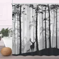 thumbnail image 3 of Juego de cortinas de ducha modernas negras con ganchos: cortinas de ducha en blanco y negro para baño, cortinas de baño geométricas de tela con ganchos, 3 of 5