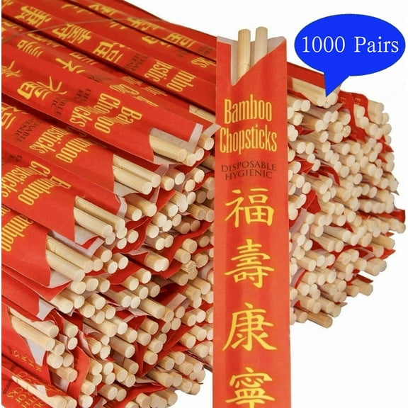 1000 pairs Palillos UV Treated Premium Disposable Bamboo Chopsticks Sleeved and Separated