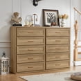 thumbnail image 6 of Joaxswe 5 Drawer Dresser for Bedroom, Wood Oak Dresser with Wide Drawers and Metal Handles, Modern Dresser Chest for Bedroom, Living Room, Entryway, 6 of 11