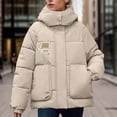thumbnail image 6 of Hvyesh Womens Puffer Jacket Zipper Quilted Hooded Bubble Coats Long Sleeve Padded Jacket Trendy Winter Coat Pockets, 6 of 6