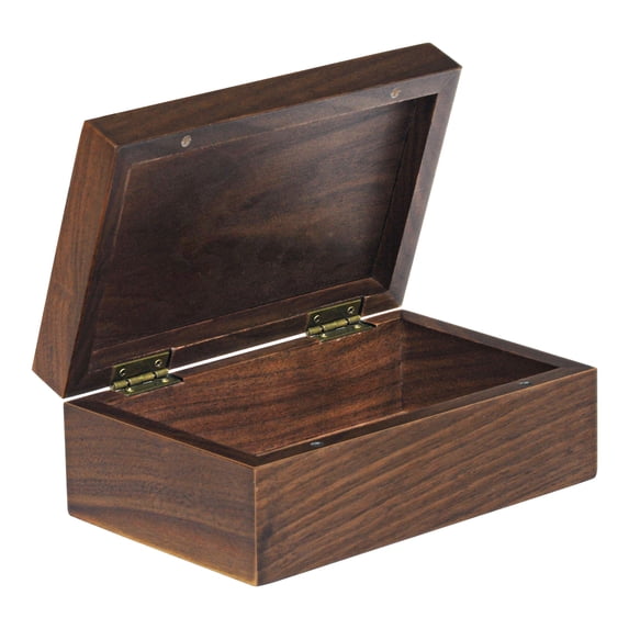 Wooden Box with Hinged Lid - EXISTING Wood Storage Box with Lid - Wooden Memory Keepsake Box - Decorative boxes with lids - Large Walnut Wood Chest Stash Boxes - 9.37x6.65x3.86 Inches