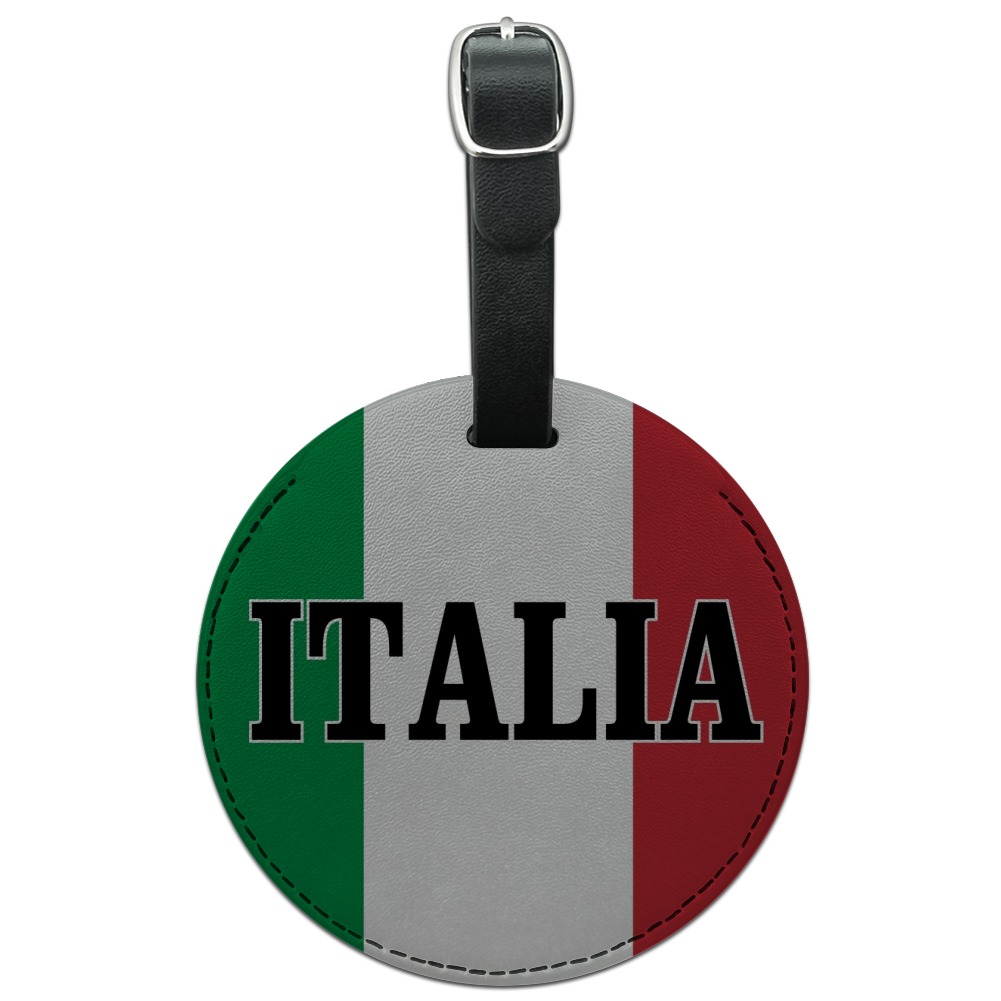 Graphics and More Italia Italy Italian Flag Round Leather Luggage