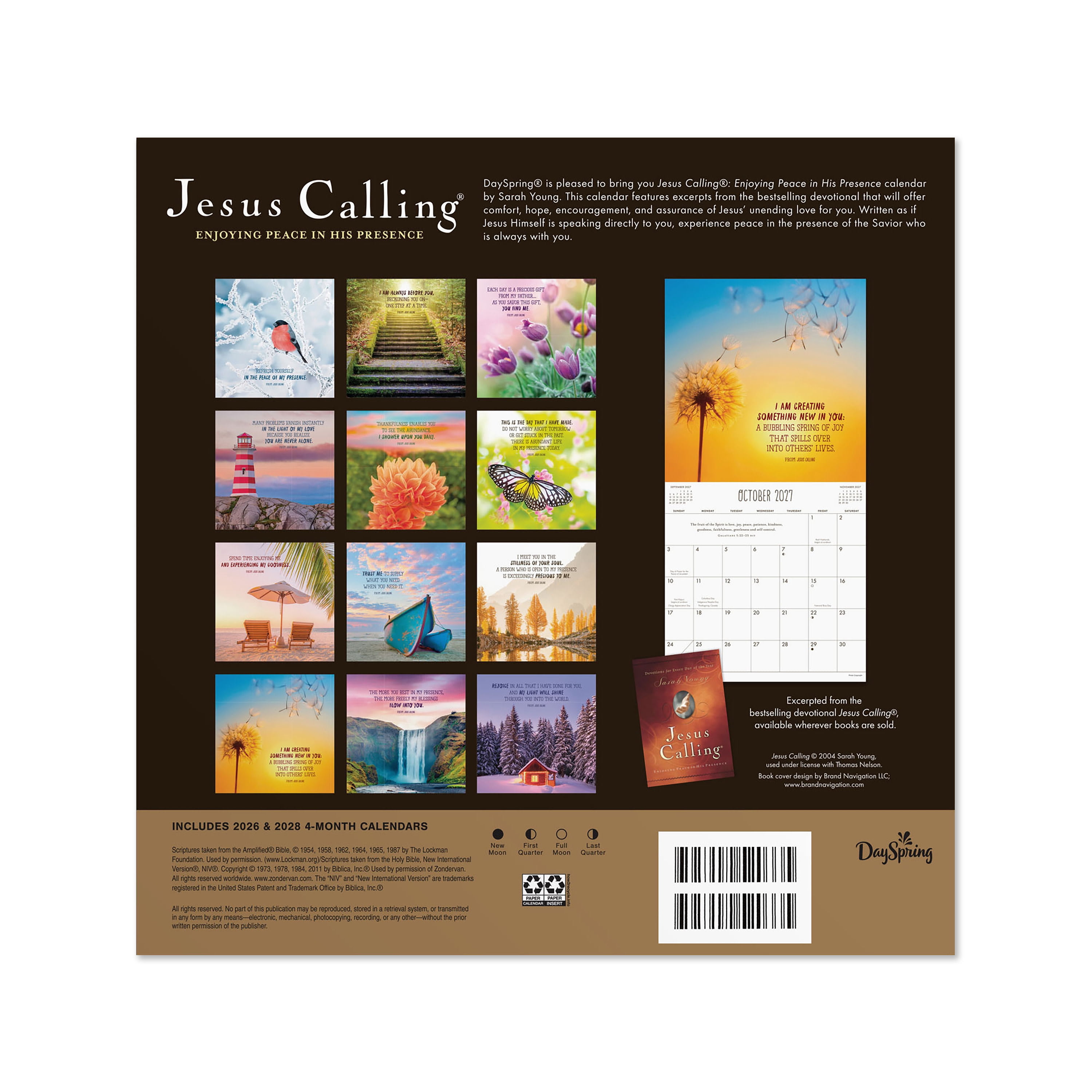 2027 Jesus Calling Hanging Wall Calendar 12x12 January-December Gridded