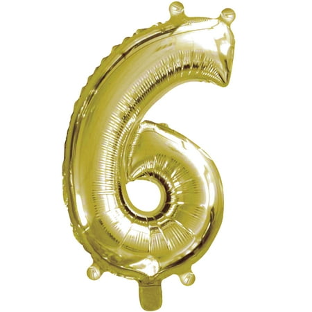 Gold Number 6 Foil Balloon, 16", by Way To Celebrate