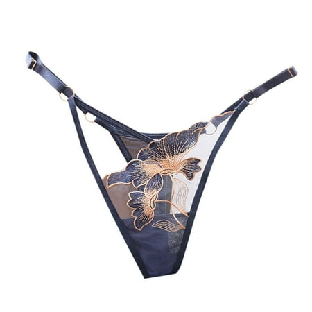 Yuhangmm Women s Sexy Underpants Embroidery Thong Panties Low Waist Briefs Underwear plus Size Lingerie for Women with Underwire