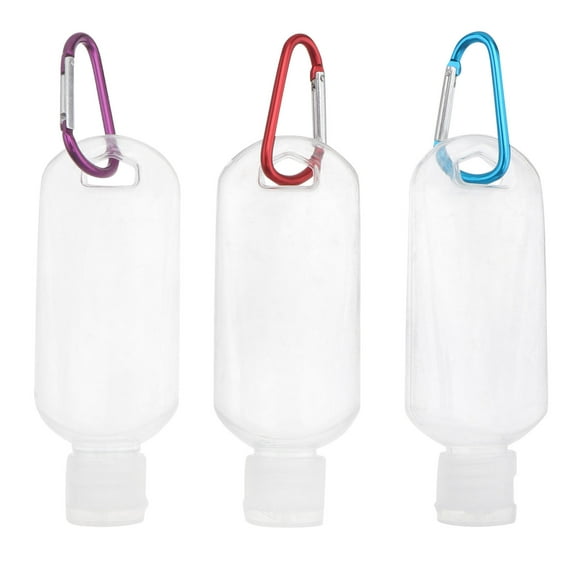 WEUVEB 10Pcs White Travel Refillable Bottles with Carabiner Hook for Liquid Storage
