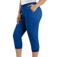 thumbnail image 4 of Nhthy Women's Plus Size Solid Casual Capri Pants, Comfort Loose Fit 7/8 Cropped Trousers with Side Pockets for All Day Wear Blue XXL, 4 of 8