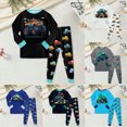 thumbnail image 4 of TOWED22 Toddler Boy Clothes Outfits 2Pcs Long Sleeve Print Round Neck Sweatshirt Top Sweatpants Casual Fall Winter Set(Light Gray,1-2 Y), 4 of 8