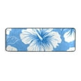 thumbnail image 2 of Blue White Florals Tropical Hawaii Long Floor Mat Runner Rug Area Mat Noise Reduction Water Absorbent Non-Slip 72" x 24", 2 of 7