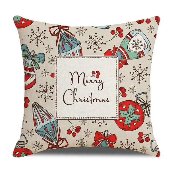 Billuyoard Funda de almohada navideña, funda de cojín navideña para sofá, funda de cojín estampada para sofá, funda de almohada decorativa Kits de decoración para fiestas No.16