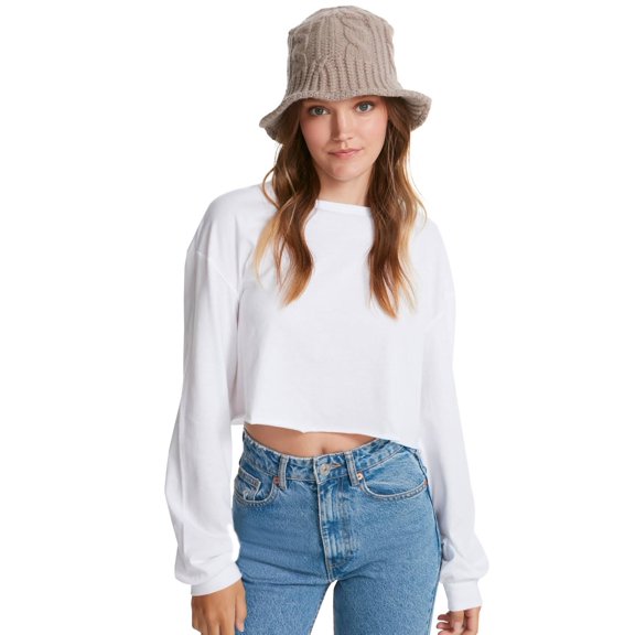 Steve Madden Women's Cable Knit Bucket Hat with Moldable Brim (Grey, OS)