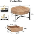 thumbnail image 2 of Jojoka Round Coffee Table Living Room Wood Center Table with Two Drawers Farmhouse Coffee Table Rustic Circle Cocktail Table Metal Legs, Easy Assembly, Natural, 2 of 8