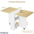 thumbnail image 6 of Tuekys Folding Dining Table Drop Leaf Kitchen Table with 2 Storage Racks-Perfect for Small Spaces Multifunction Space Saving Table Extension Dinner Table Kitchen Office Desk White, 6 of 9
