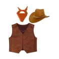 thumbnail image 3 of iEFiEL Kids Girls Boys Western Cowboy Fancy Dress Up with Suede Tassel Vest Jacket Hat Bandanna Outfit Orange 12, 3 of 5