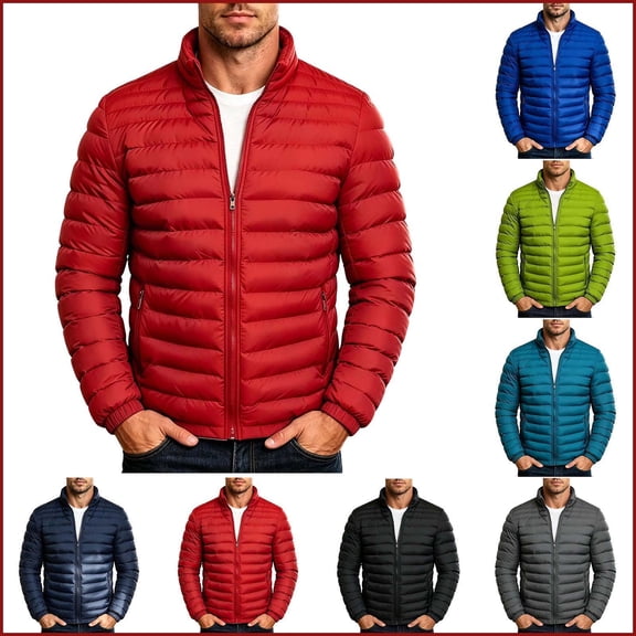 Jovrlynd Mens Puffer Jacket Fleece Lined Packable Quilted Winter Down Coats with Zipper Pockets, S-3XL