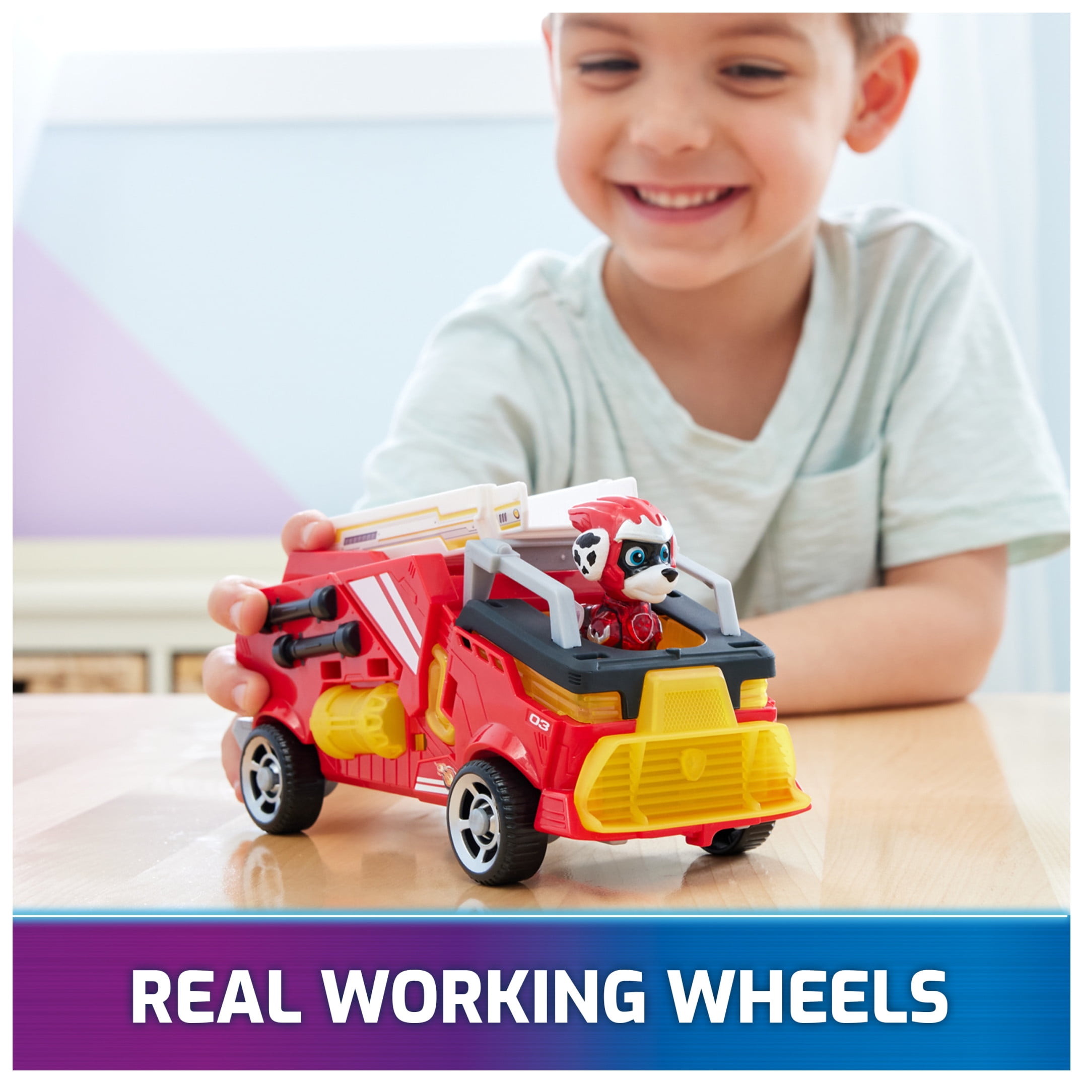 PAW Patrol: The Mighty Movie, Firetruck Toy with Marshall Mighty Pups Action Figure, Lights and Sounds, Kids Toys for Boys & Girls 3+
