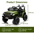 thumbnail image 4 of Jojoka 12V Kids Ride On Truck Car, Electric Vehicles Battery Powered Ride on Toys with Remote Control, 4-Wheel Suspension, Battery Display, LED Lights, Music, for 3-6 Years Boys & Girls, Green, 4 of 5