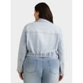 thumbnail image 3 of Madden NYC Women’s Plus Size Cropped Denim Moto Jacket, Sizes 1X-4X, 3 of 4